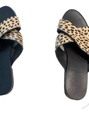 Jenni Kayne Leopard Print Crossband Slides with Black Soles